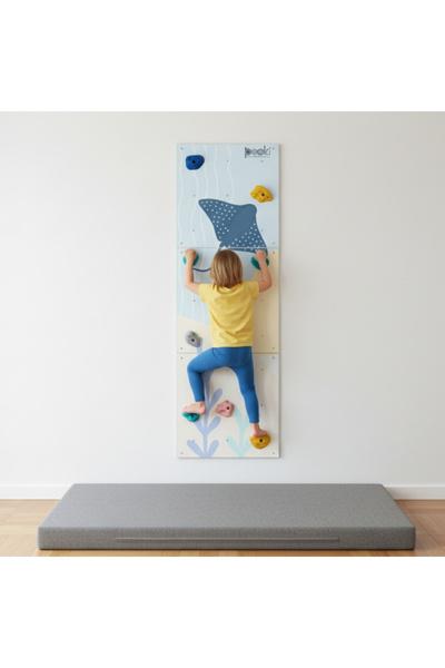 Pooki playroom Montessori Ahşap Tırmanma Duvarı okyanus desenli 60x180 cm