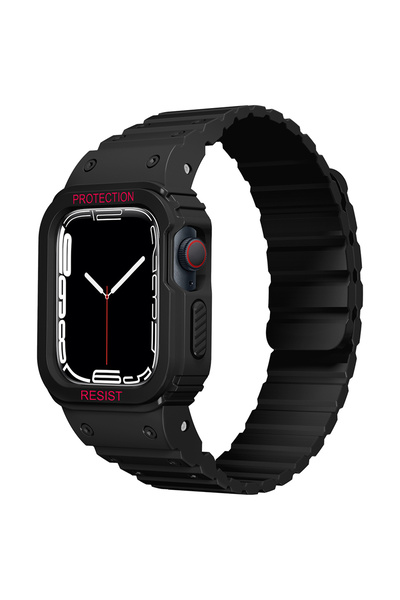 Lopard Apple Watch 7 41mm Kd-142 Silicone Band with Airbag Design Case Protector