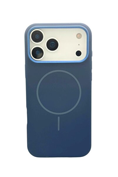 Paladyum Case غطاء سيليكون ناعم باللون الأزرق الداكن متوافق مع هاتف iPhone 17...