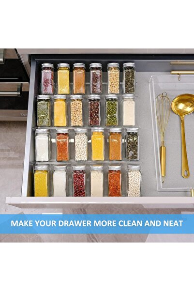 Slasa Clear Acrylic Spice Drawer Organizer 33.5x43cm 4-Tier Adjustable Rack 1 Pack