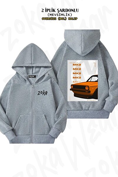 ZOKAWEAR Унісекс Volkswagen Golf Mk2 з принтом Oversize Спинка з принтом Куртка з капюшоном на блискавці