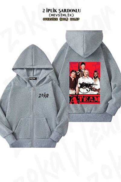 ZOKAWEAR Унісекс A team З принтом Oversize З принтом на спині З блискавкою Капюшон Кардиган