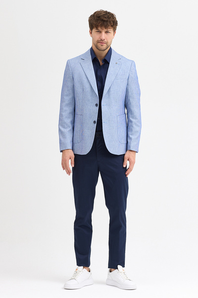 Frappoli Larsen Men's Navy Blue Half Lining Pocketed Slim Fit Flexible Sports Blazer Jacket