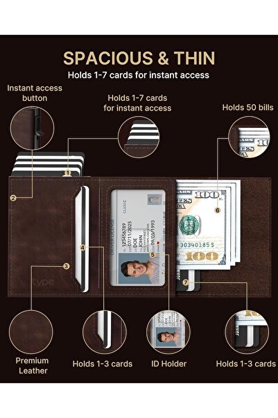 KASTWAVE Men's Smart Wallet Card Holder for AirTag, RFID Blocking, Leather, Slim