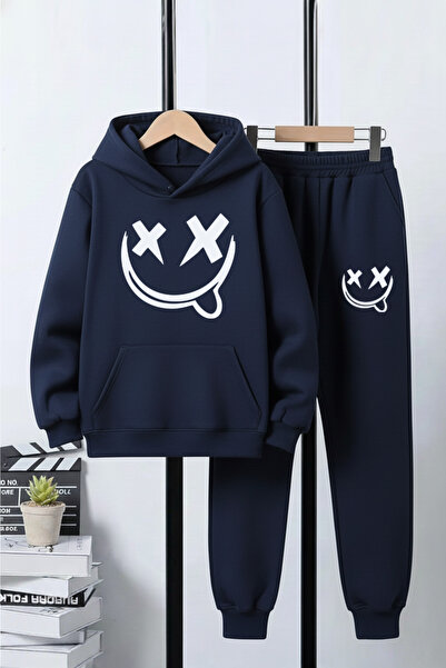 panios kids Σετ αθλητικής φόρμας για αγόρια 3 νήματα, χειμερινή εκτύπωση Emoji με θέμα 6 τεμάχια B με τύπωμα