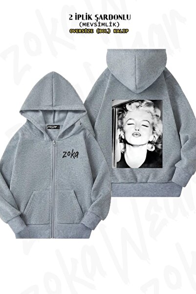 ZOKAWEAR سترة مارلين مونرو للجنسين Bw Vintage D59 مطبوع قصة فضفاضة مطبوع بسحا...