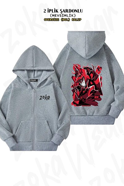 ZOKAWEAR Unisex Hazbin Hotel Alastor Printed Oversized Back Printed Zip Hoode...