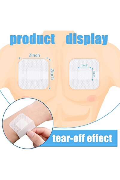 KASTWAVE 40 PCS Adhesive Island Dressing Bordered Gauze (1.7 x 1.7 Inch)