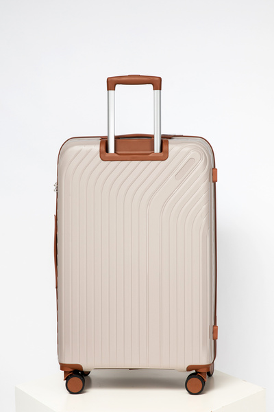 Flieger Luggage 3 Pcs PP Hardside Luggage Sets TSA Lock Spinner Wheel Suitcases, Oatmeal