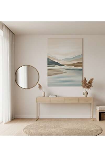 hollywest Modern Salon Soyut Doğa Göl Manzarası Kanvas Tablo, Pastel Minimalist Tablo