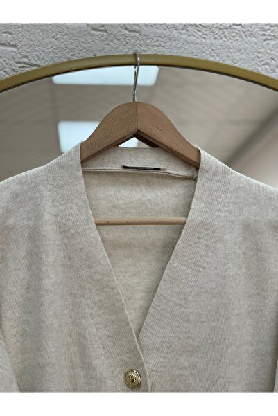 BENAHOLL Κοντή ζακέτα με χρυσά κουμπιά Ferista-Zİ6157 Πέτρα