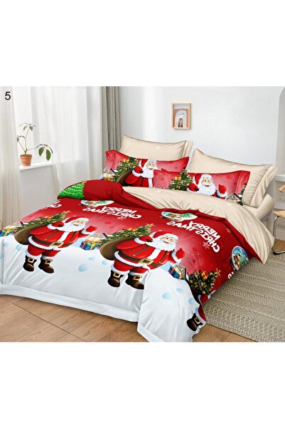 OEM Double Bed Linen, Finet Fabric, 6 Pieces - Christmas Print