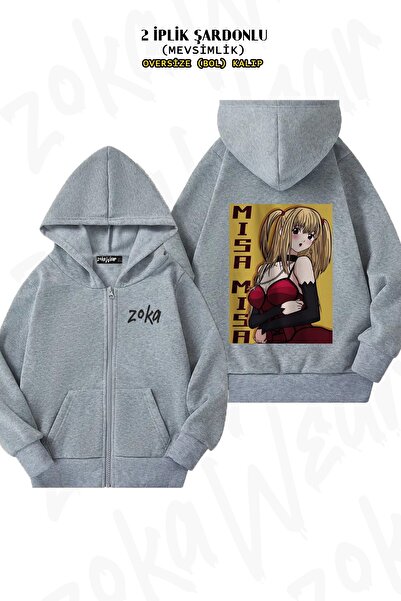 ZOKAWEAR Унісекс Death Note Misa Amane Характерний принт Oversize Спинка з принтом Куртка з капюшоном на блискавці