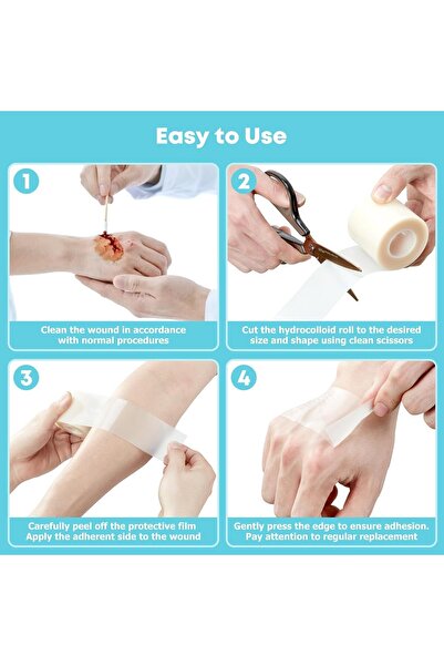 KASTWAVE Hydrocolloid Roll for Wound Care - Cut-to-Size Bandages (5cm x 5m)