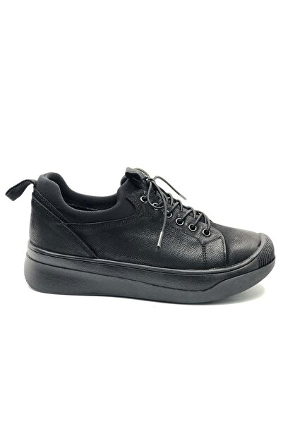 Venüs Wino Genuine Leather Orthopedic Women's Casual Shoes Black