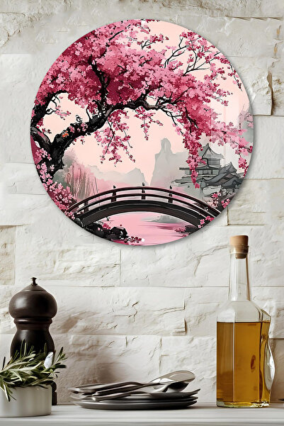 kutuTR 3D Görünümlü Temperli Cam Tablo – Sakura Japon Manzarası Temalı Duvar ...