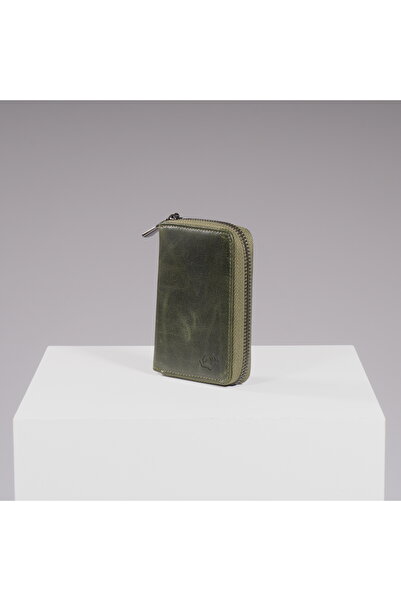 DEERDERİ Rhode Vintage Genuine Leather Zipper Card Holder Wallet