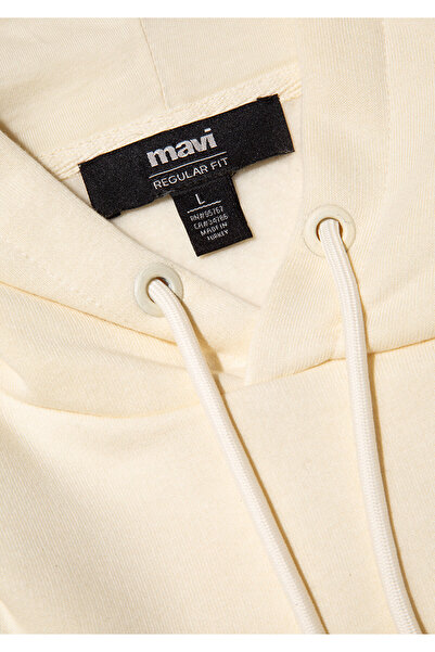 Mavi Logo Printed Hooded Beige Sweatshirt 0610941