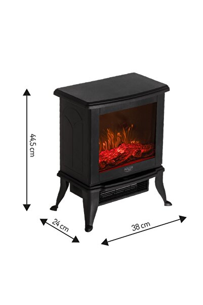 adler Adler electric fireplace, 1800W, tempered glass, ceramic, 3D flame effect, 2-year warranty