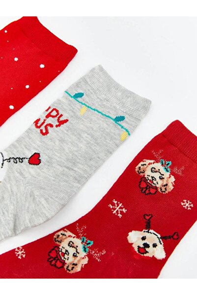 LC Waikiki New Year's Themed Girls' Socks 3-Piece (W5)