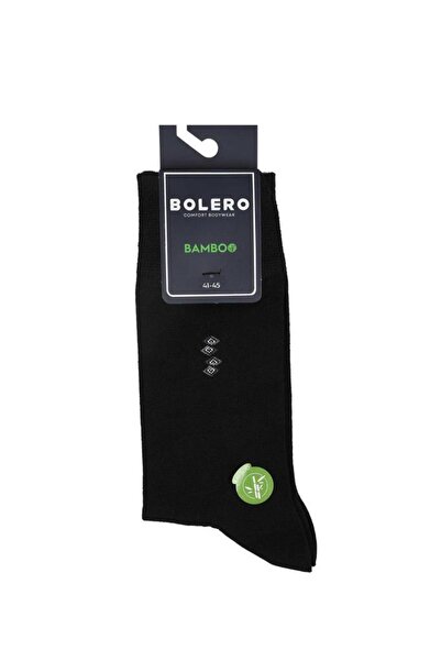 Bolero Men's Premium Stitch-Free Alt Alta Square Pattern Bamboo Socks Black