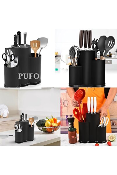 PUFO Simple knife, kitchen utensil and cutlery holder, 23 cm, black