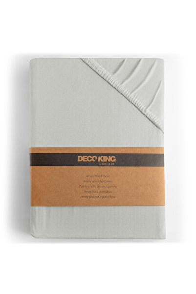 Deco King Fitted sheet, 100% cotton, 135 g/m2, Amber, 140-160 x 200 x 30 cm, light grey