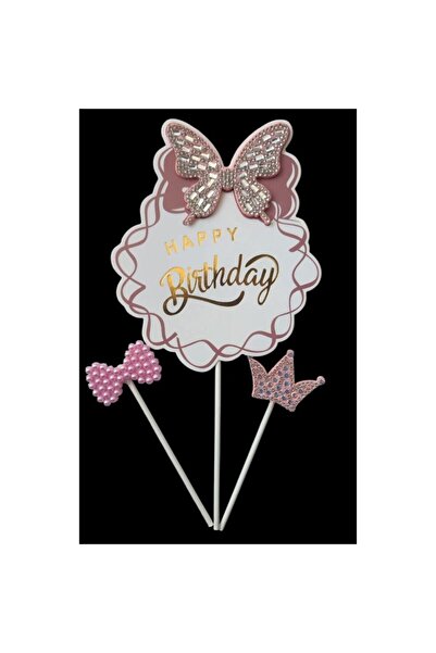parti sürprizi Butterfly Stone Happy Birthday Luxury Cake Decoration