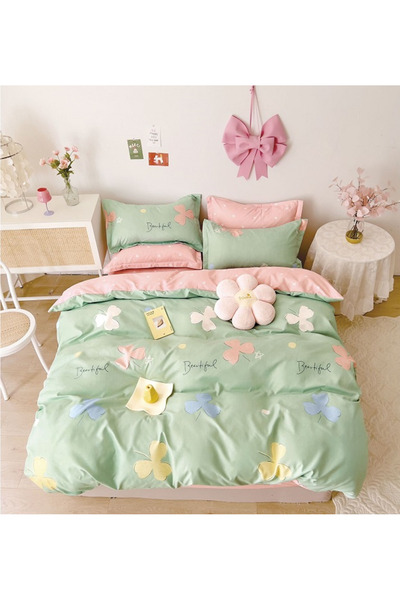 Pucioasa Set de lenjerie de pat dublă, design reversibil, 6 piese fine groase...