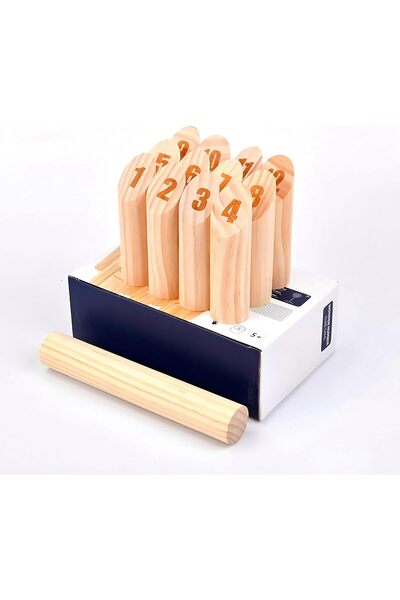 Generic Fun Outdoor Wooden Number Skittles Toss Game Set for All Ages