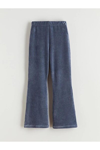 LC Waikiki Indigo Elastic Waist Flared Velvet Girls' Leggings (W5)