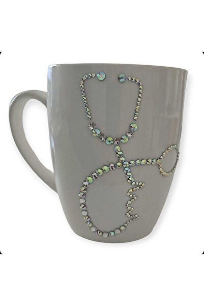 by Alexandra Vacarusi Personalized mug with Swarovski Crystals and Preciosa Crystals, white, personalized doctor gift