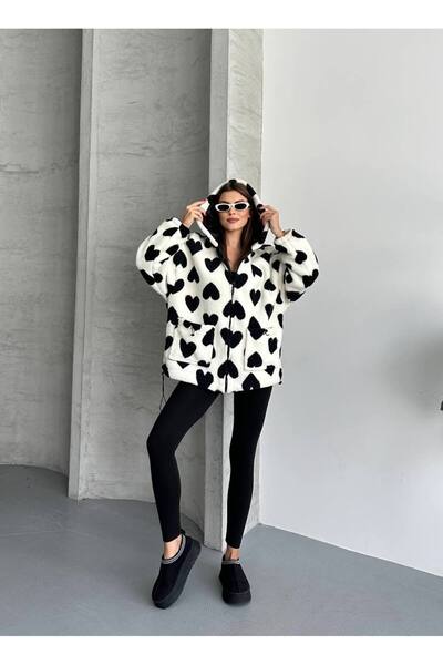 asur boutique Asur Boutique Women's Hooded Lamb Model Standard Size Coat (36-42)