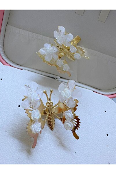 AresTokaAksesuar 2 bucăți de cleme laterale în formă de fluture cu flori, cu ...