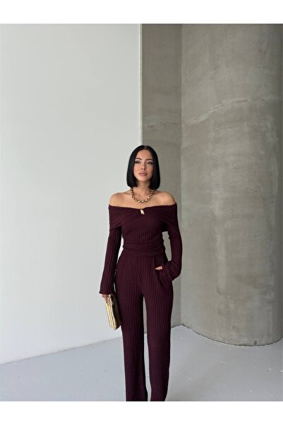 cemo Madonna Collar with Brooch on the Front Burumcuk Suit