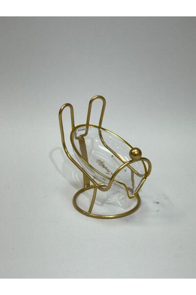 Living طبق صابون شفاف*ذهبي مع حامل ذهبي