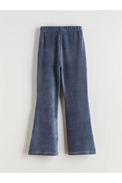 LC Waikiki Indigo Elastic Waist Flared Velvet Girls' Leggings (W5)