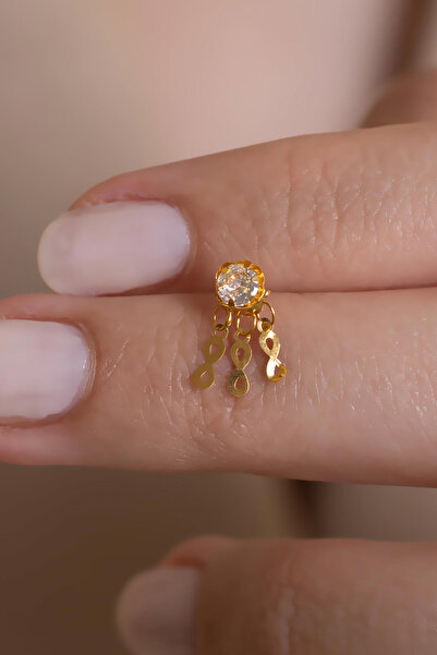 AMES GOLD KUYUMCULUK 14 Ayar Altın Taşlı Sonsuzluk İşaretli Geçmeli Hızma