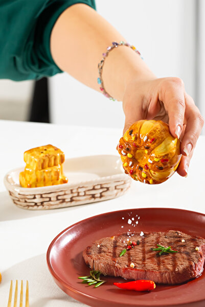 Porsima Mıo-038-1 Dry Pastry Motif Salt and Pepper Shaker Set with 2 Stands