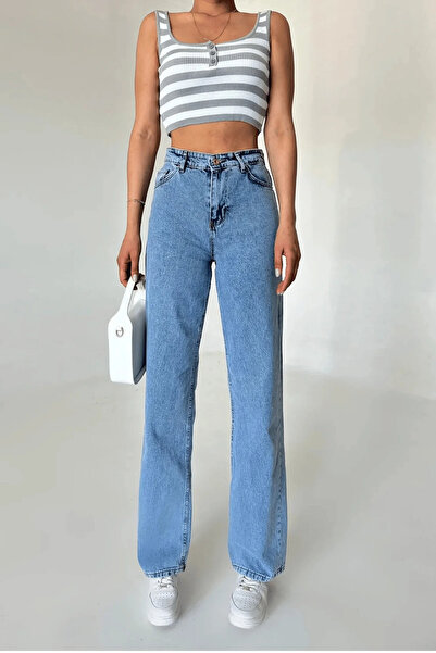 kleshus Çnr Miya Γυναικείο ψηλόμεσο γυναικείο τζιν παντελόνι Palazzo, Lycra L...