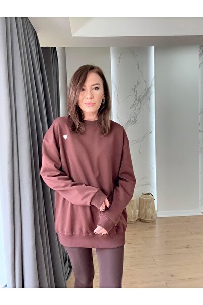 X-Young Heart embroidered sweatshirt - brown