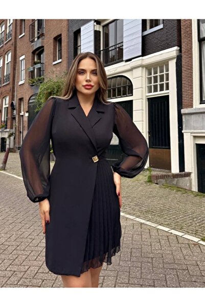 STEPS Chiffon Sleeves Double-Breasted Dress