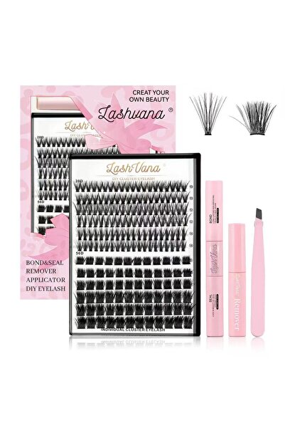 LashVana 240 قطعة من الرموش الصناعية، مجموعة تمديد الرموش الفردية DIY، مجموعة رموش فردية مختلطة 9-14 مم