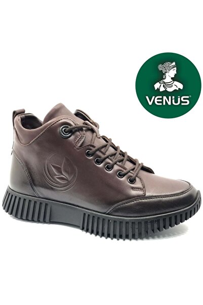 Venüs Rtew Genuine Leather Flat Non-Slip Sole Orthopedic Women's Boots Brown