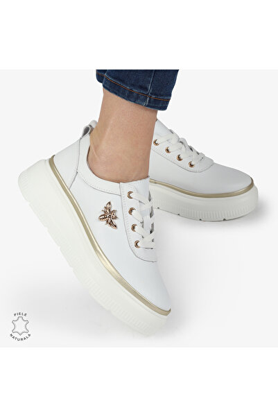 ANGEL BLUE WOMEN'S CASUAL SHOES made of natural leather WITH BUTTERFLY DETAIL CRL1376 WHITE