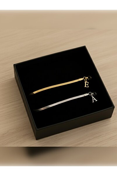 PURE BERRY BAŞ HARF EKLİ SEVGİLİ,ÇİFT,ARKADAŞLIK,DOĞUM GÜNÜ BİLEKLİĞİ %100 ÇELİK SARI GÜMÜŞ 2Lİ(HARF SEÇ)