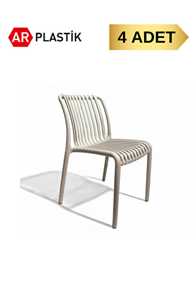 AR PLASTİK Nero Sandalye 4 ADET, Bahçe Sandalyesi, Kafe Sandalyesi, Balkon Sa...