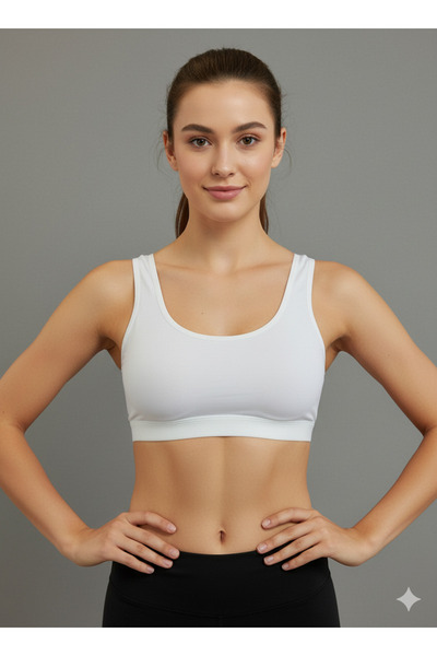 İntimate حمالة صدر رياضية نسائية بيضاء مبطنة من القطن قابلة للتمدد يبرز انحنا...