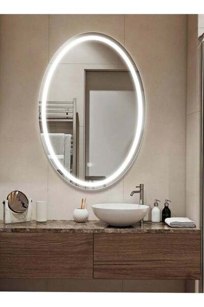 Taimi Oval bathroom mirror with LED backlight and touch control 90 x 70 cm