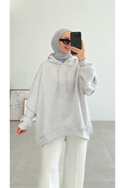 diğer588 Alvia Kapşonlu Gri Sweatshirt